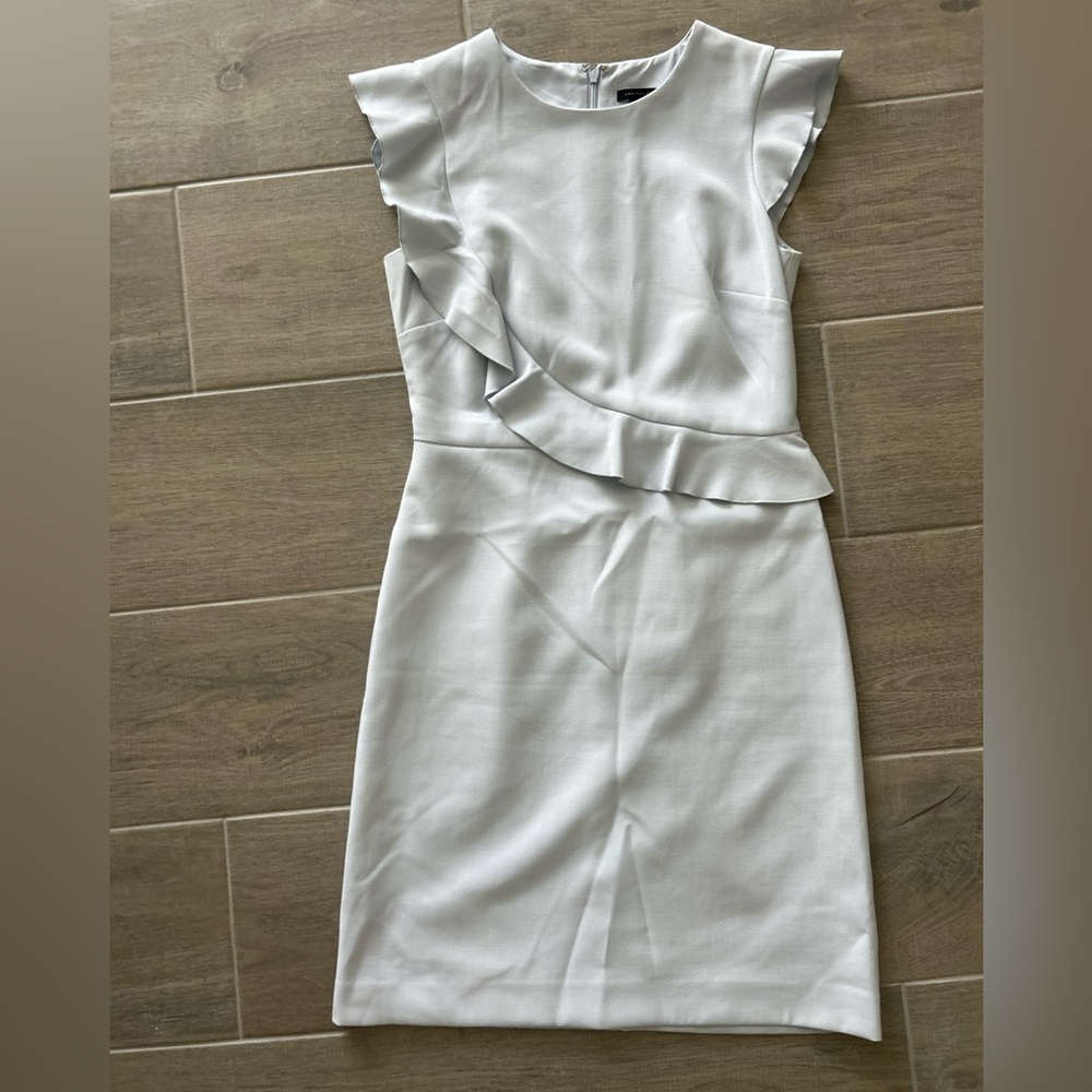 Ann Taylor Light blue Asymmetrical Ruffle Dress